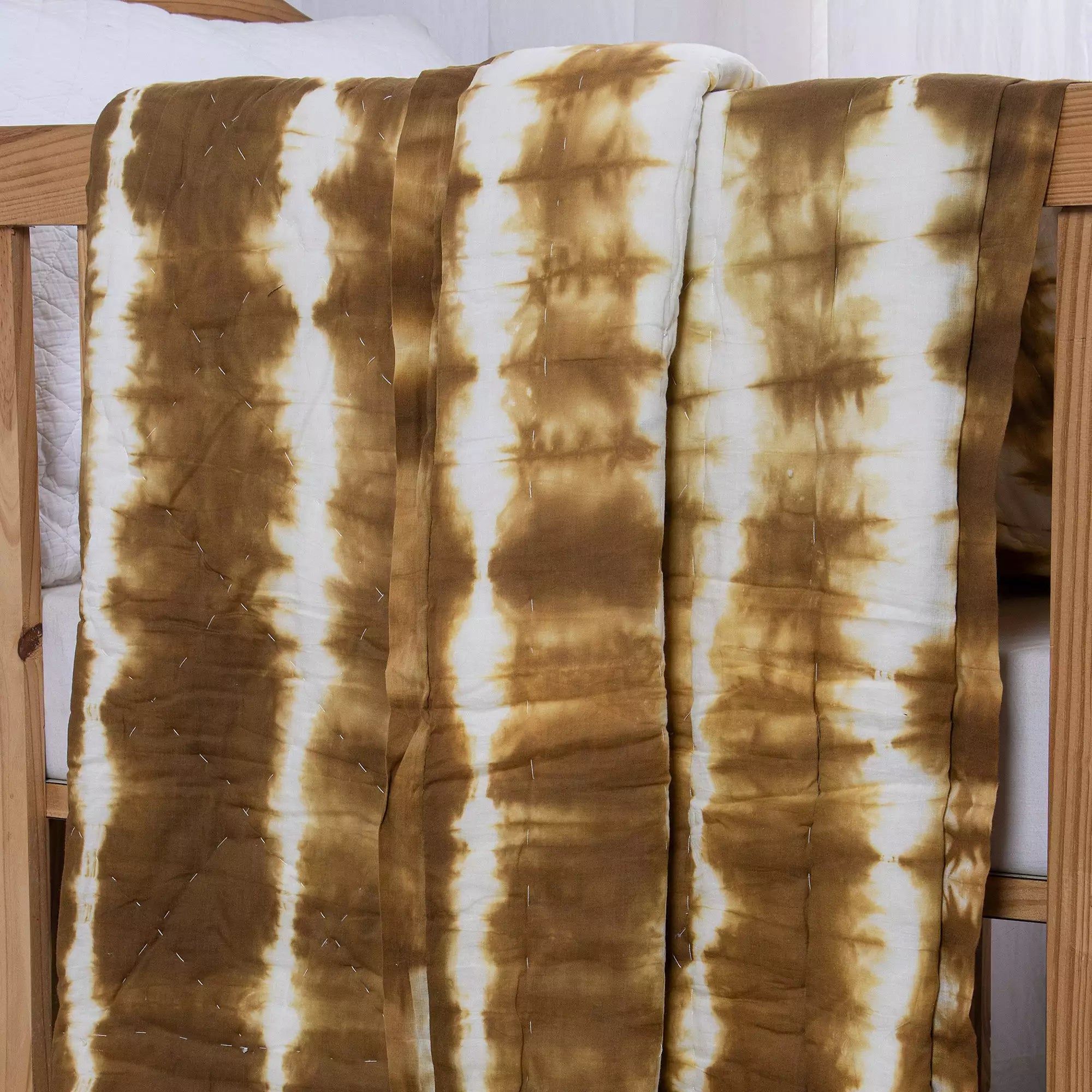 Brown Hand Dyed Reversible Cotton Jaipuri Baby Blanket 098